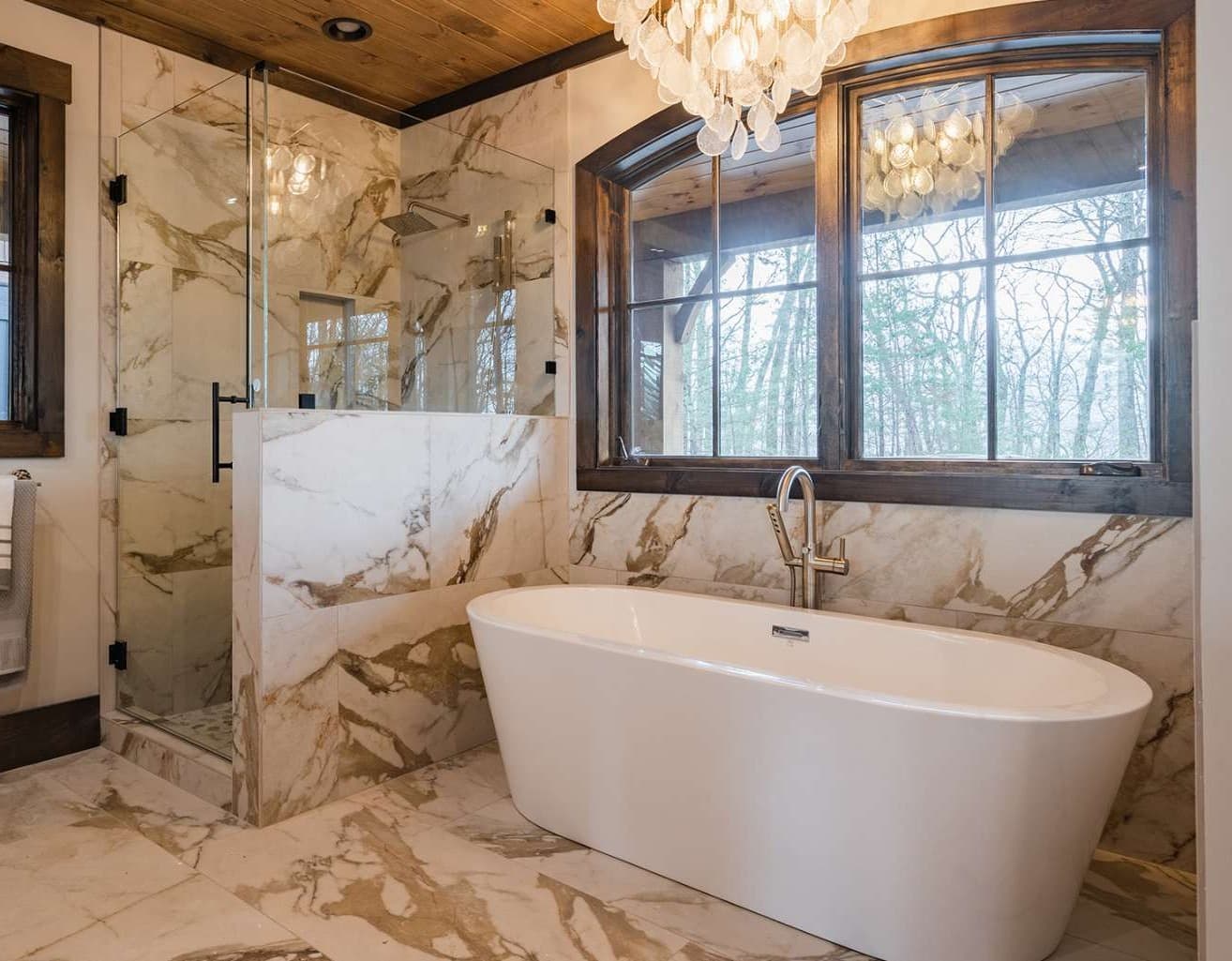 Bathroom glass installation detail.