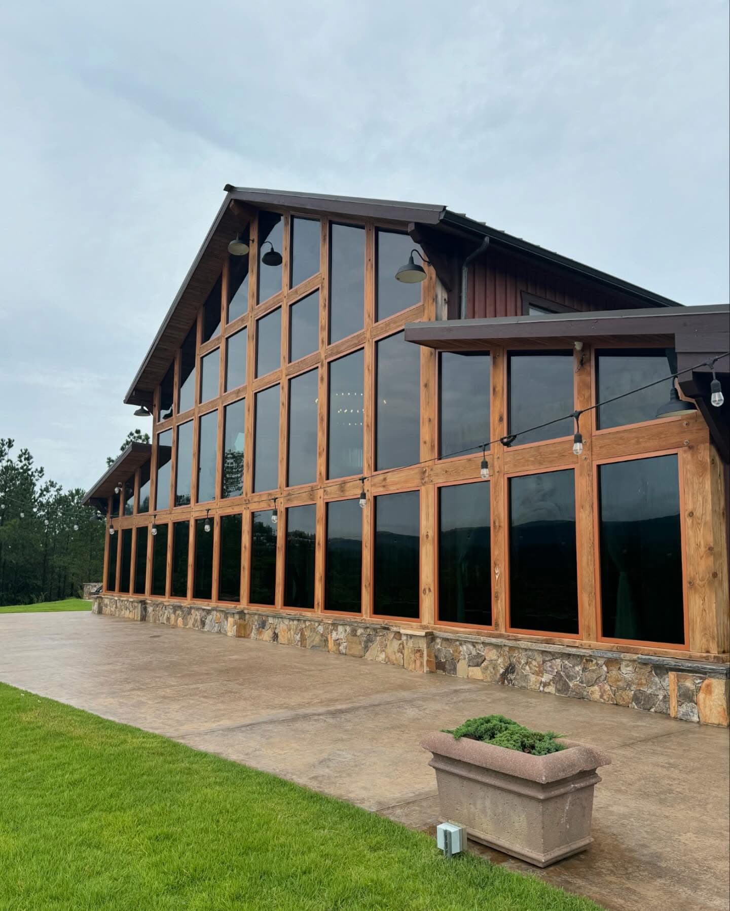 Commercial glass facade detail.