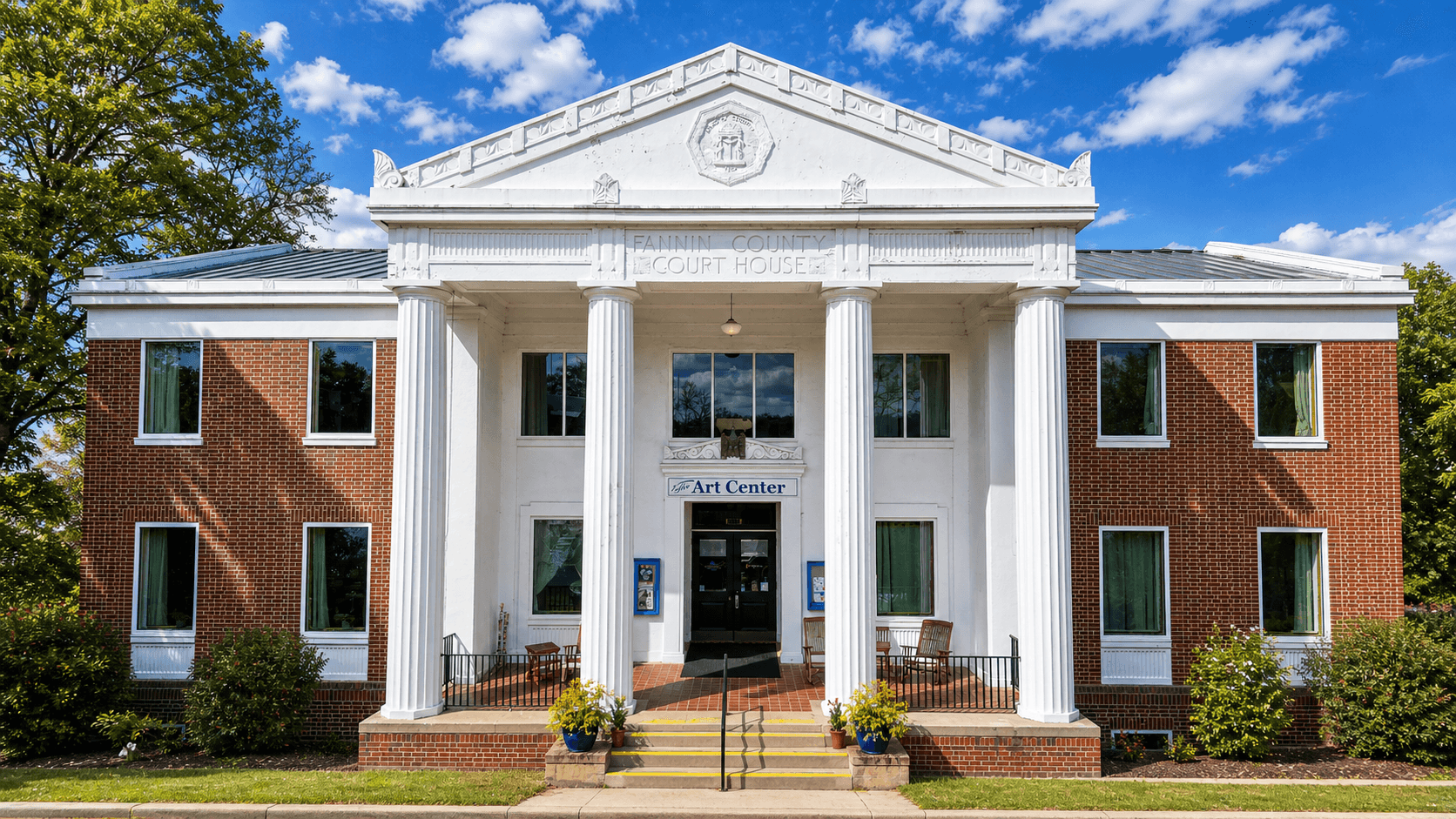 Fannin County Arts Center exterior—modern building facade with large glass windows.