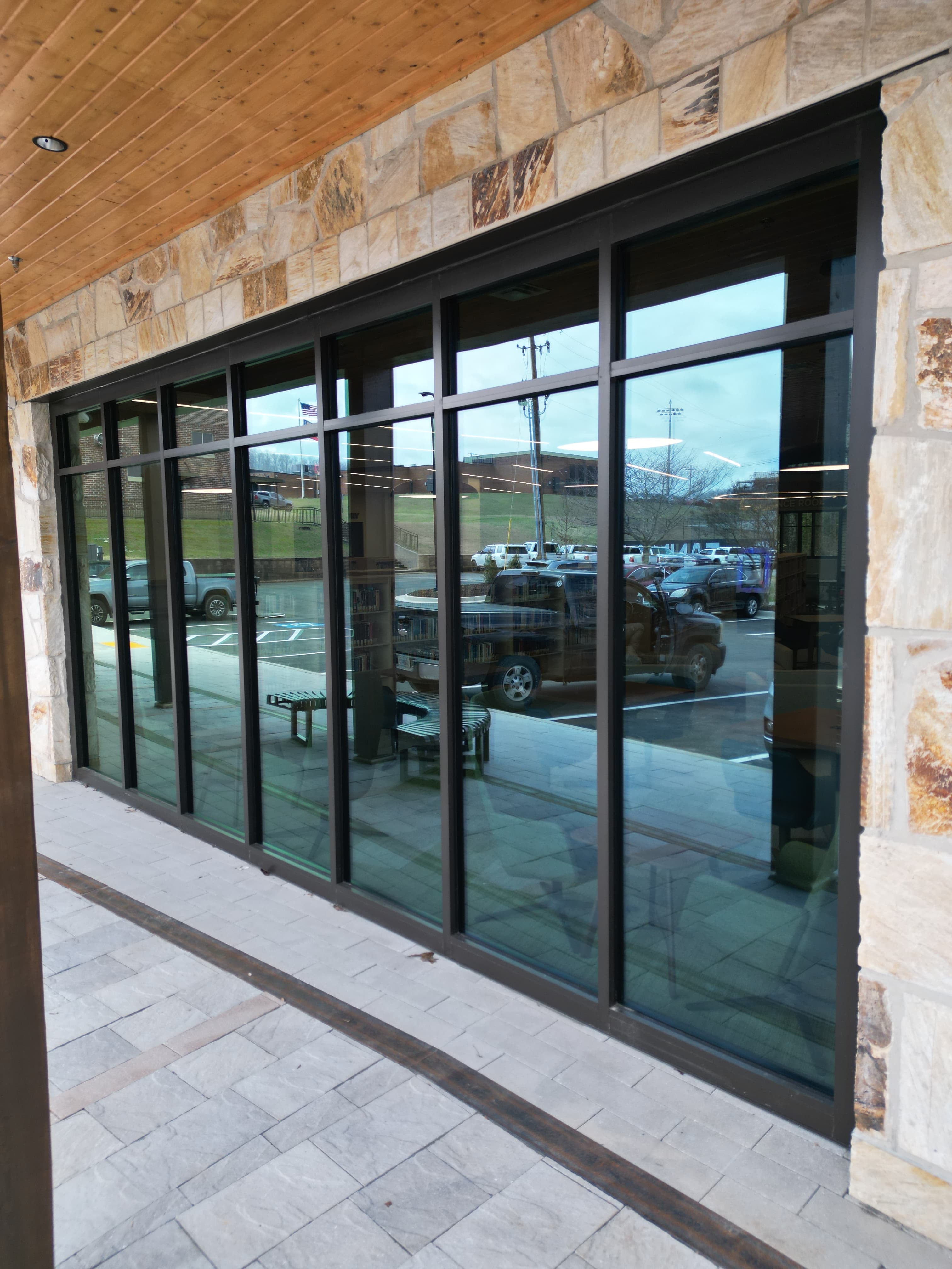 Commercial storefront glass repair and replacement on a business entrance.