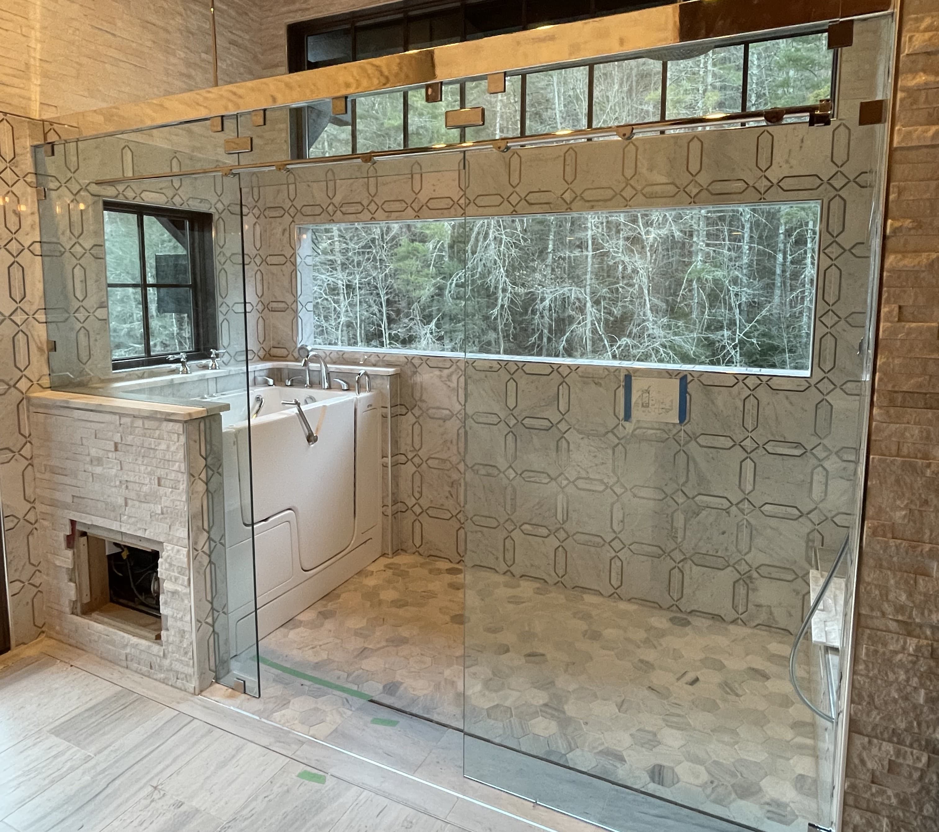 Custom glass detail installation.