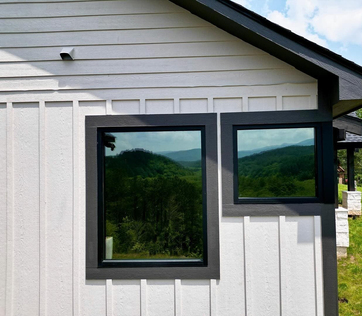 Double pane insulated glass unit in a residential window.
