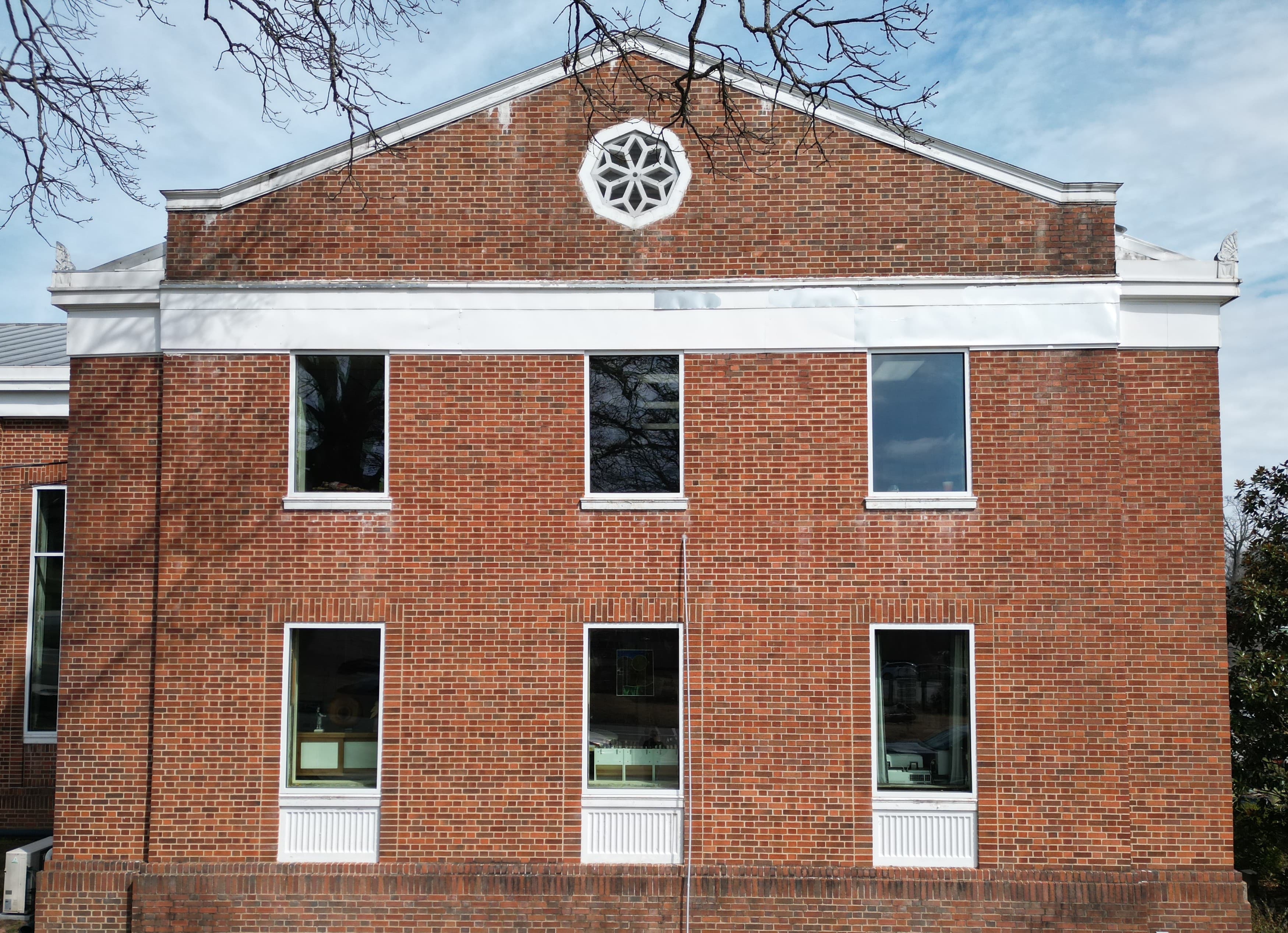 Double pane insulated glass unit installed in a residential window.