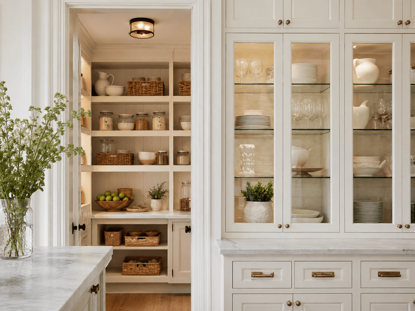 Pantry or cabinet door glass cut to size for a residential kitchen.