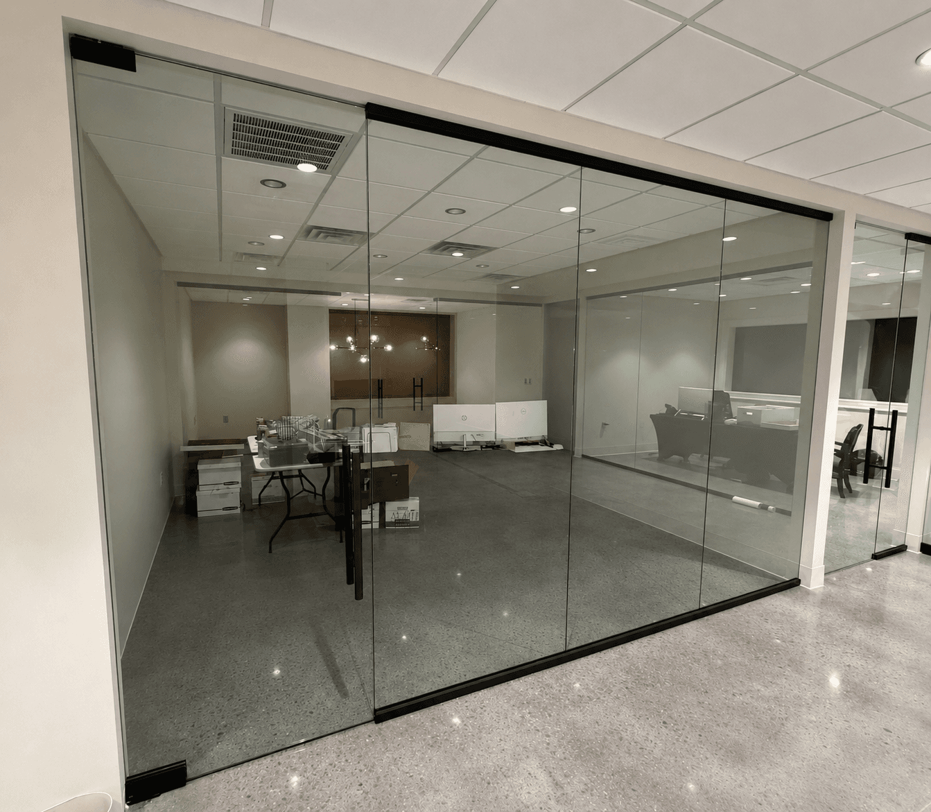 Laminated safety glass in a residential or commercial opening.